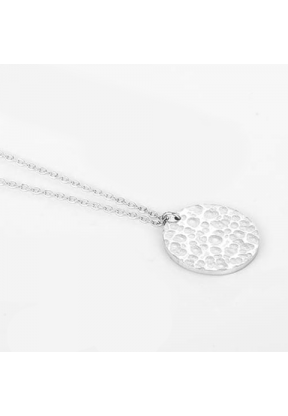 Collana Lunga Argento con Cerchio Battuto | Piuval