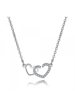 Collana colore argento con cuori intrecciati | Piuval