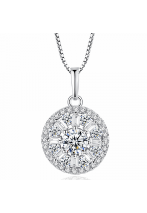 Collana lunga colore argento con ciondolo brillante | Piuval