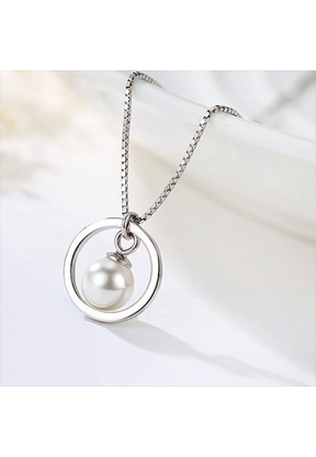 Collana colore argento con perla | Piuval