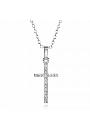 Collana con croce di brillanti colore argento | Piuval