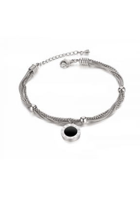 Bracciale Argento con Pendente Nero | Piuval