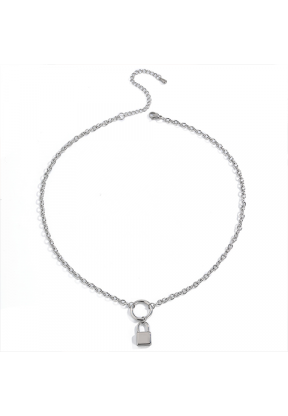 Collana colore argento con lucchetto | Piuval