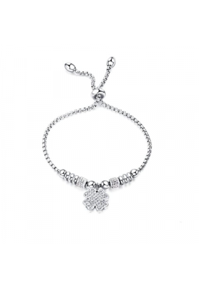 Bracciale con quadrifoglio in strass | Piuval