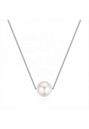Collana colore argento con perla opaca | Piuval