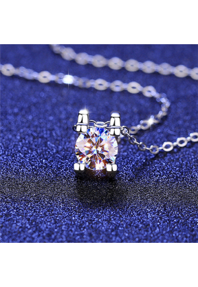 Collana colore argento con brillante tondo | Piuval