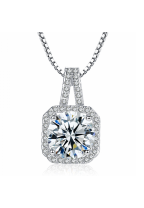 Collana colore argento con brillante quadrato | Piuval