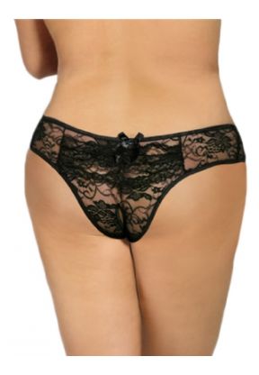 Mutandina in Pizzo Nera con Fiocchetto | Piuval