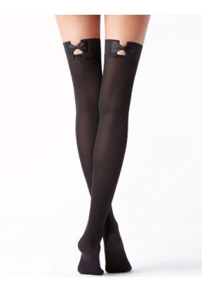 Autoreggenti nere coprenti con fiocco | Piuval