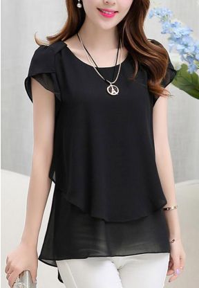 Camicetta nera mezze maniche lunga