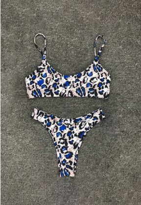 Bikini due pezzi bianco leopardato