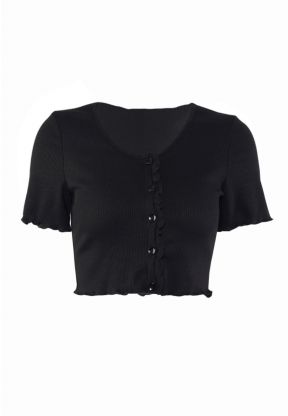 Top nero con bottoni