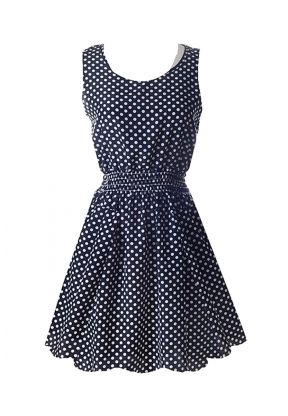 Vestito a pois blu smanicato