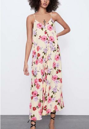 Vestito lungo ampio con motivo floreale