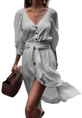 Vestito casual lungo con bottoni