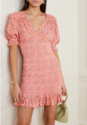 Vestitino rosa con motivo floreale