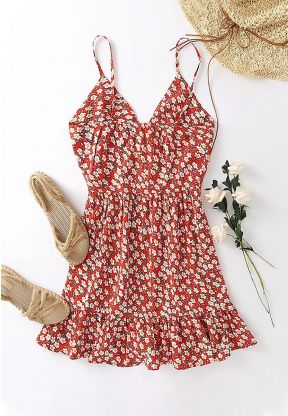 Vestitino corto con motivo floreale