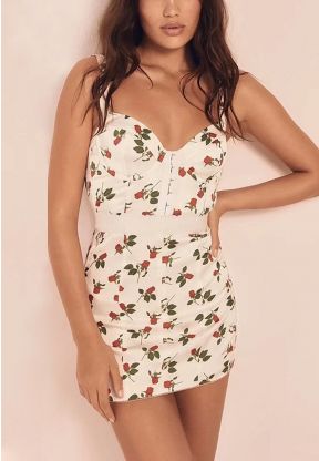 Vestito scollato aderente a fiori